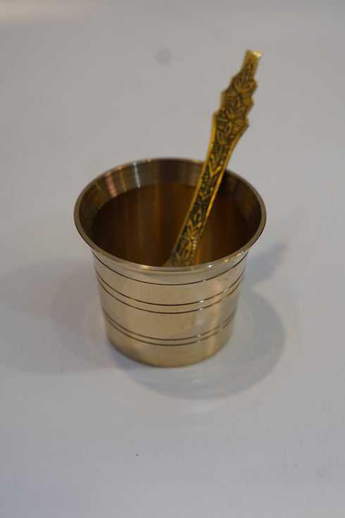 Brass Panchapatra with spoon 78g (Pack of 2)