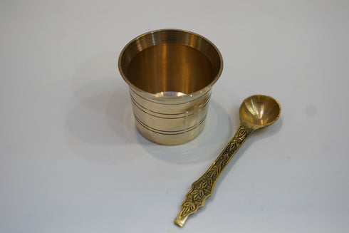 Brass Panchapatra with spoon 78g (Pack of 2)