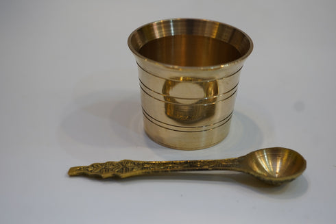 Brass Panchapatra with spoon 78g (Pack of 2)