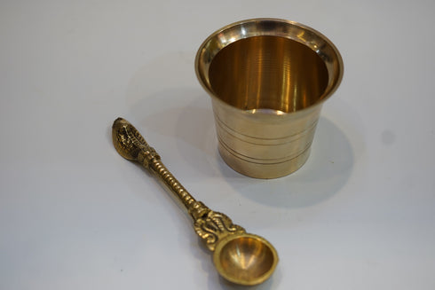 Brass Panchapatra with spoon 78g (Pack of 2)