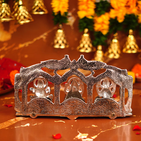 Servdharm Lakshmi Ganesh Saraswati Silver Plated Idol 5.5 Inch