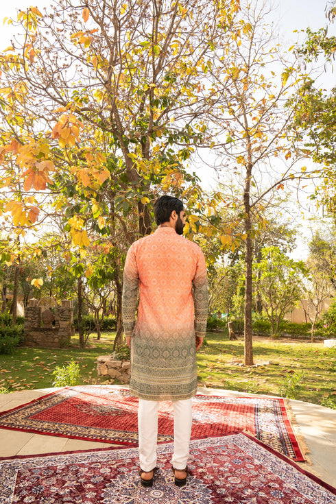 Kzari Elegant Pumpkin Shaded Kurta