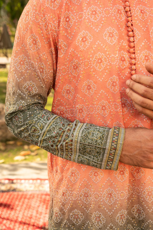 Kzari Elegant Pumpkin Shaded Kurta
