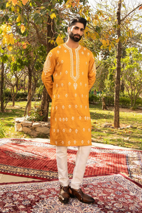 Kzari Vibrant Banana Yellow Kurta