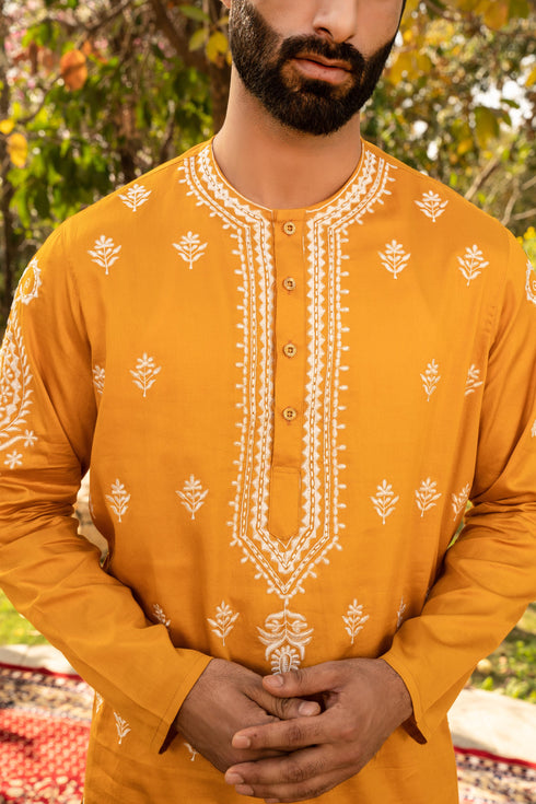 Kzari Vibrant Banana Yellow Kurta