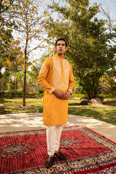 Kzari Sophisticated Oyster Yellow Kurta