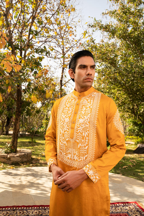 Kzari Sophisticated Oyster Yellow Kurta