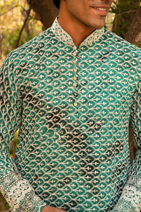 Kzari Refreshing Mint Shibori Kurta