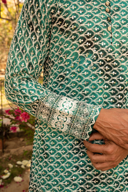 Kzari Refreshing Mint Shibori Kurta