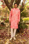 Kzari Dreamy Flamingo Peach Printed Kurta