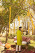 Kzari Fresh Lawn Green Bandi Kurta Set
