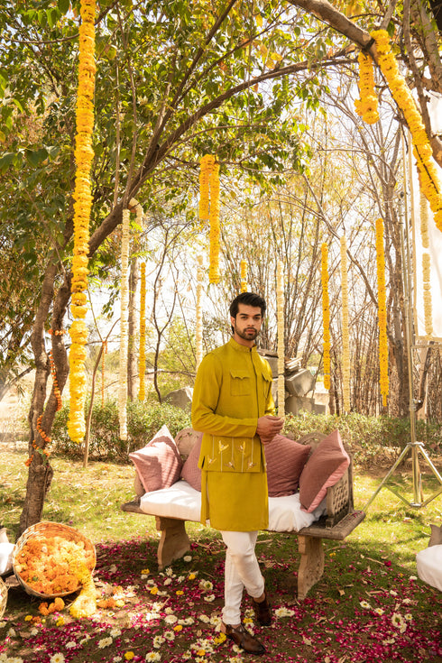Kzari Serene Aquamarine Bandi Kurta