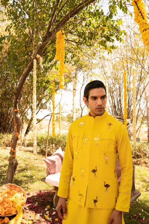 Kzari Radiant Golden Rod Bandi Kurta Set