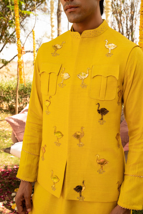 Kzari Radiant Golden Rod Bandi Kurta Set