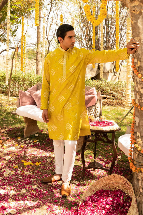 Kzari Rustic Granola Checks Batik Kurta