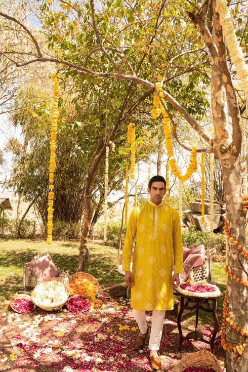 Kzari Rustic Granola Checks Batik Kurta