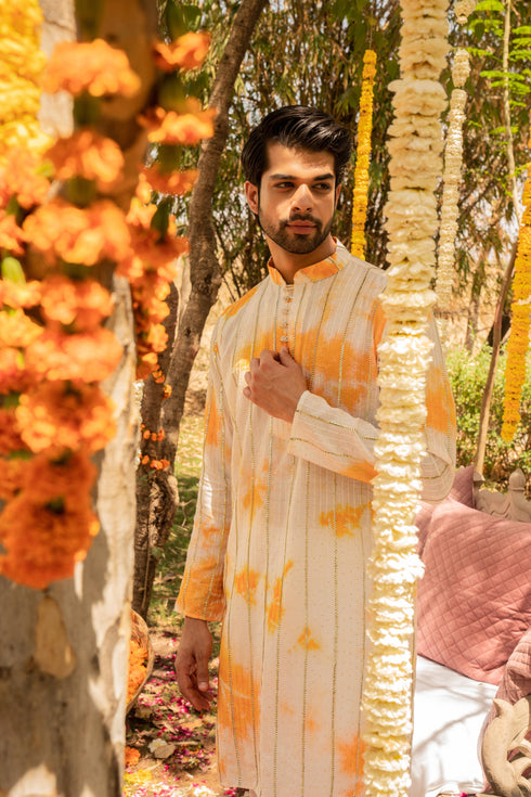 Kzari Elegant Hazelnut Gota Line Kurta
