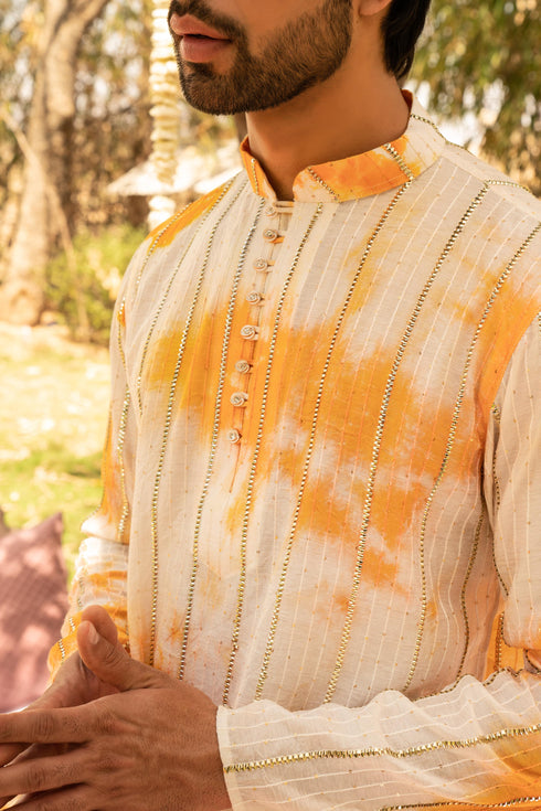 Kzari Elegant Hazelnut Gota Line Kurta
