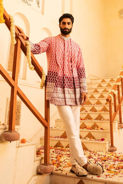 Kzari Vibrant Apple Shaded Indowestern