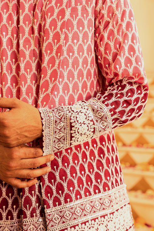 Kzari Vibrant Apple Shaded Indowestern