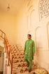 Kzari Opulent Avocado Green Crystal Mirror Kurta Set