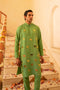 Kzari Opulent Avocado Green Crystal Mirror Kurta Set