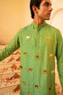 Kzari Opulent Avocado Green Crystal Mirror Kurta Set