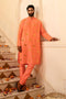 Kzari Vibrant Salmon Orange Crystal Mirror Kurta Set