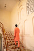 Kzari Vibrant Salmon Orange Crystal Mirror Kurta Set