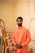 Kzari Vibrant Salmon Orange Crystal Mirror Kurta Set