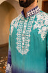 Kzari Striking Electric Blue Shaded White Embroidery Kurta