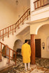Kzari Radiant Google Yellow Mirror Foil Kurta Set