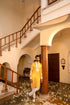 Kzari Radiant Jasmine Yellow Bandhani White Embroidery Kurta