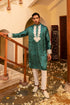 Kzari Fresh Spring Green Bandhani White Embroidery Kurta