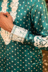 Kzari Fresh Spring Green Bandhani White Embroidery Kurta