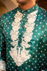 Kzari Fresh Spring Green Bandhani White Embroidery Kurta