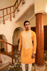 Kzari Brilliant Sun Yellow Bandhani White Embroidery Kurta