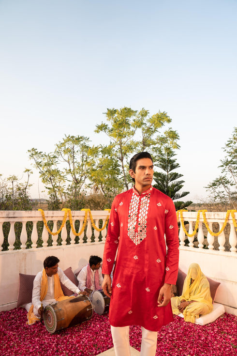 Kzari Auspicious Sindoor Lal Kanch Kurta