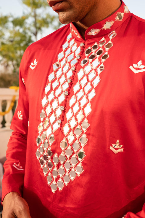 Kzari Auspicious Sindoor Lal Kanch Kurta