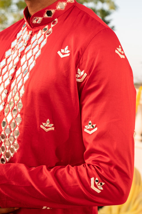 Kzari Auspicious Sindoor Lal Kanch Kurta
