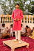 Kzari Majestic Hawa Mahal Red Mirror Kurta