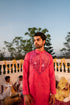 Kzari Majestic Hawa Mahal Red Mirror Kurta
