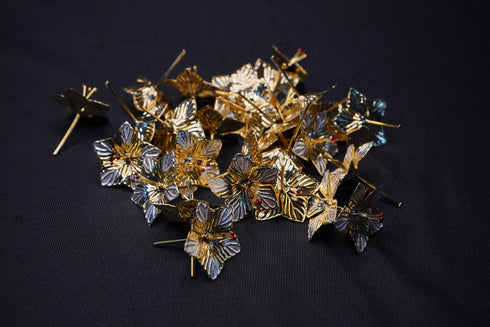 Pure Silver Shiny Golden Flowers 6.13g Pack Of 3