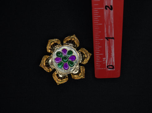 Gold Coated Lotus Stand In Pure Silver 6.83g
