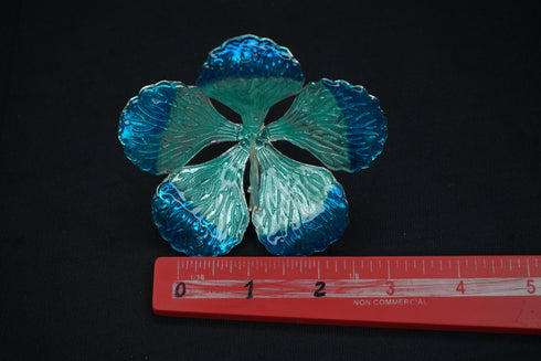 Pure Silver Big Flower green And Blue 22g