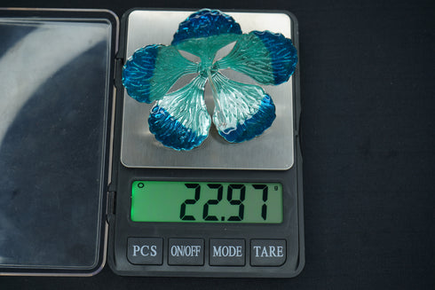 Pure Silver Big Flower green And Blue 22g