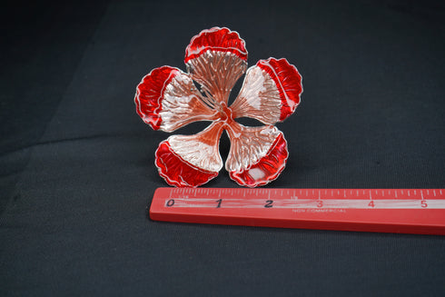 Pure Silver Big Red And Orange Flower 23g