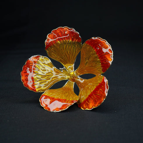 Pure Silver Yellow And Orange Flower 22g