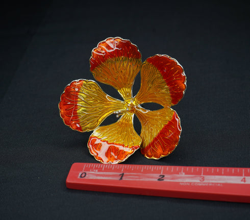 Pure Silver Yellow And Orange Flower 22g