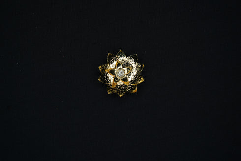 Pure Silver Gold Polish Lotus Flower 4g